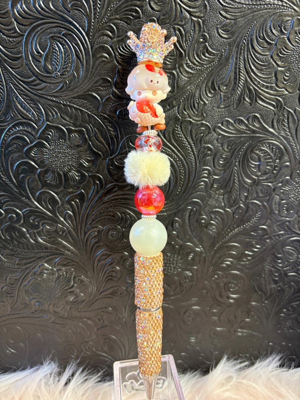 Sparkling Pink Crown Charm Beaded Pen! DIMOO